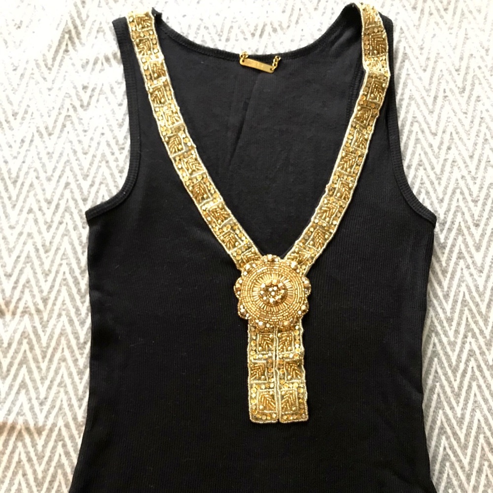 A.B.S. Black tank top with gold detail